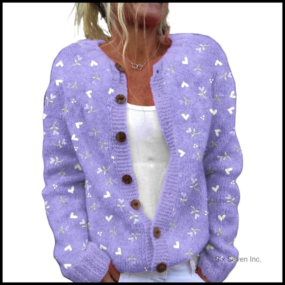 Vintage Knitted Cardigan Sweater Long Sleeve Button Front Oversized Y2K